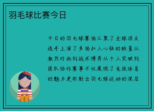 羽毛球比赛今日